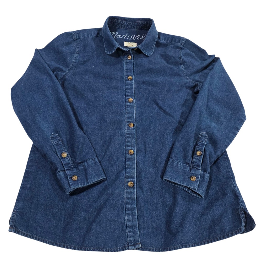 Madwell Button Up Denim Shirt Womens Blue Small‎ 100% Cotton Casual Long Sleeve